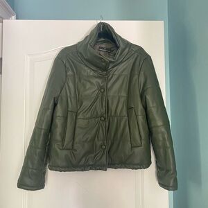 Pomander Place Faux Leather Olive Green Jacket